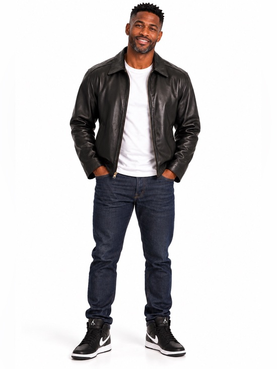 Marc New York Andrew Marc Other - Marc New York Black Leather Bomber Jacket | Quilted Blue Lining | Large | NWT